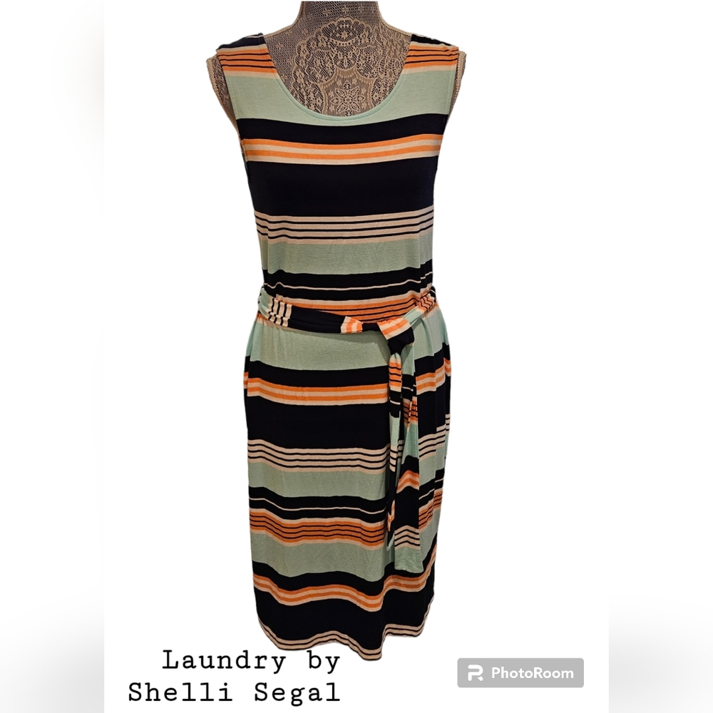 Laundry by Shelli Segal Stripped  Sleeveless Dress sz M